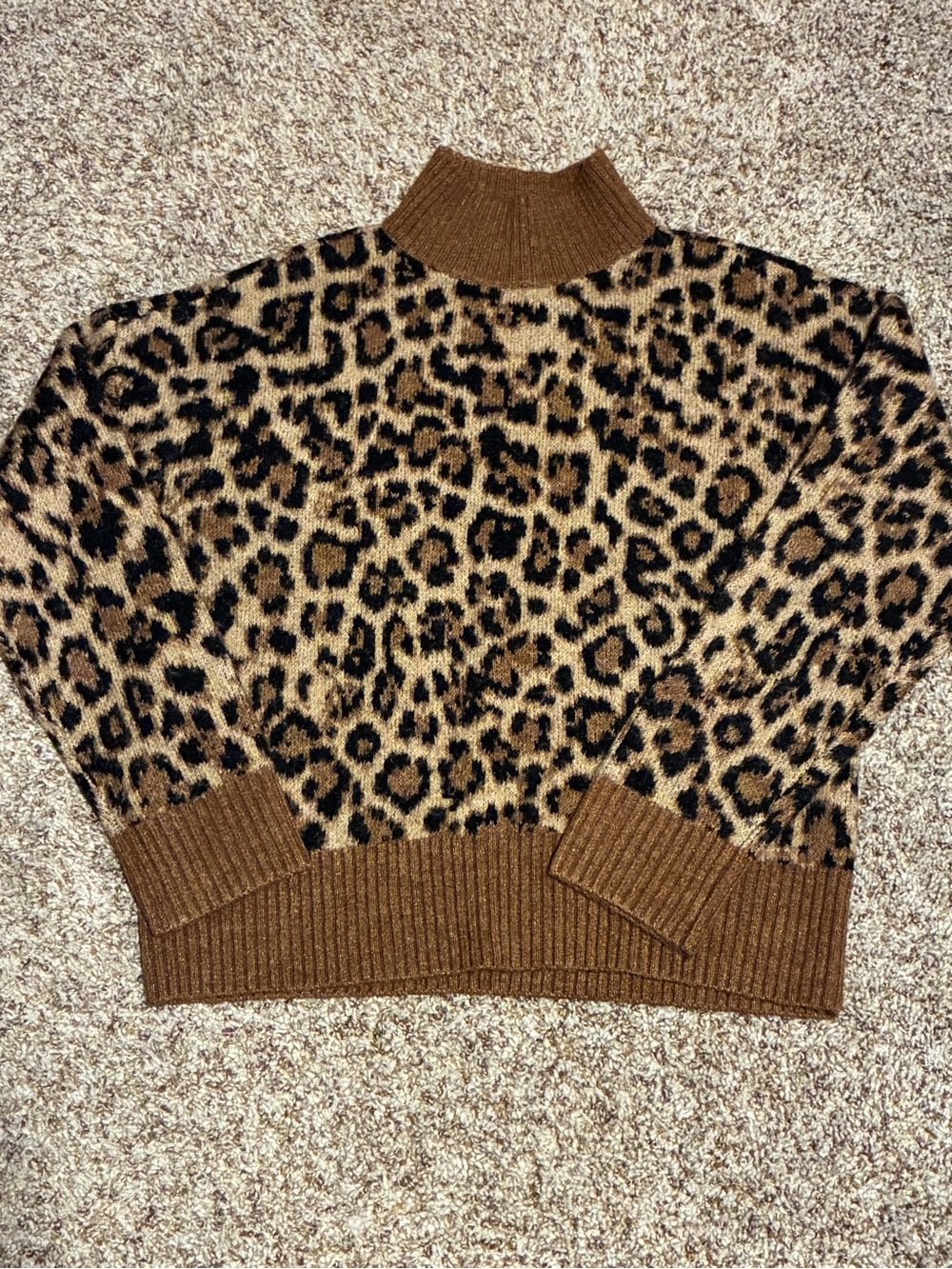 LOFT Leopard Print Turtleneck Sweater Size Small